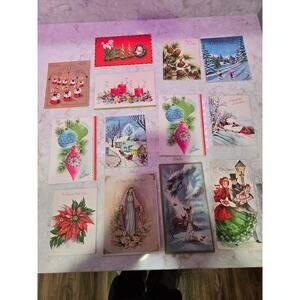14 Vintage Christmas Cards No Envelopes Season Greetings Merry Christmas